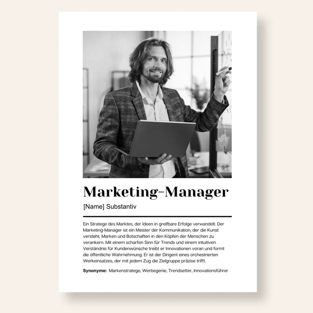 Fotoposter Definition MARKETING-MANAGER personalisiert