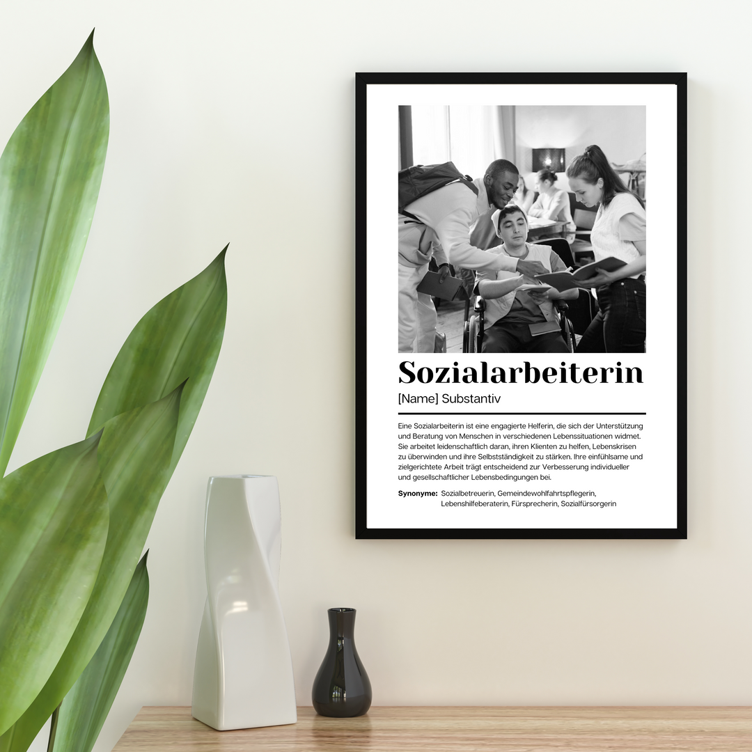 Fotoposter Definition SOZIALARBEITERIN personalisiert