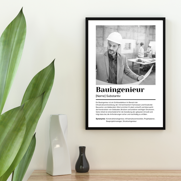 Fotoposter Definition BAUINGENIEUR personalisiert