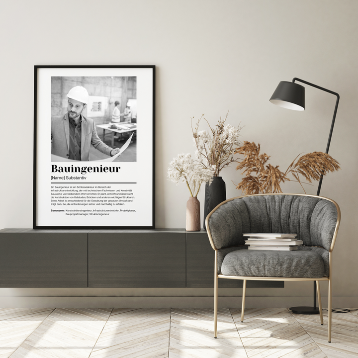 Fotoposter Definition BAUINGENIEUR personalisiert