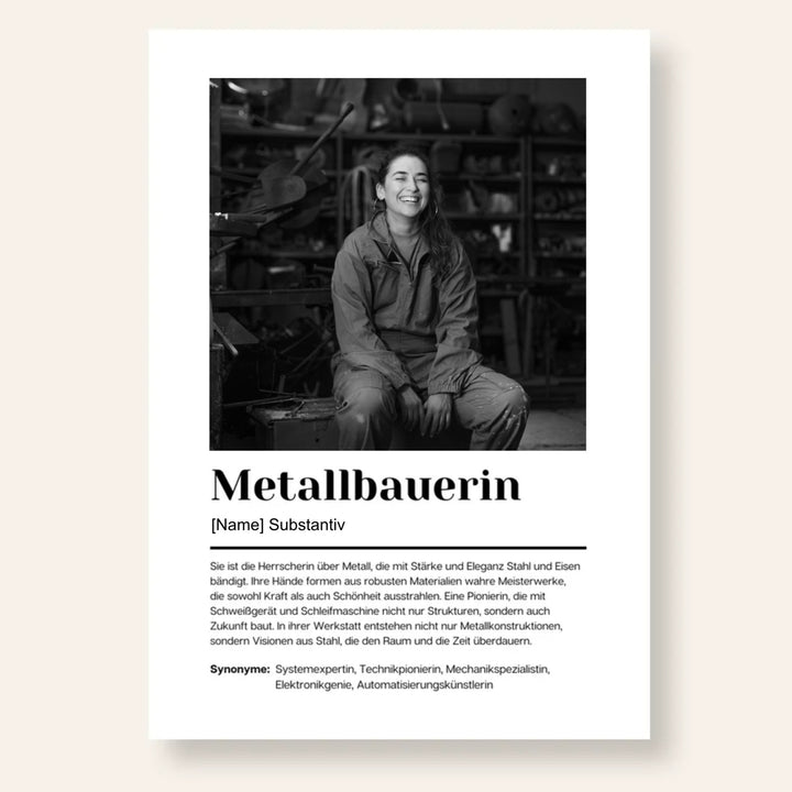 Fotoposter Definition METALLBAUERIN personalisiert