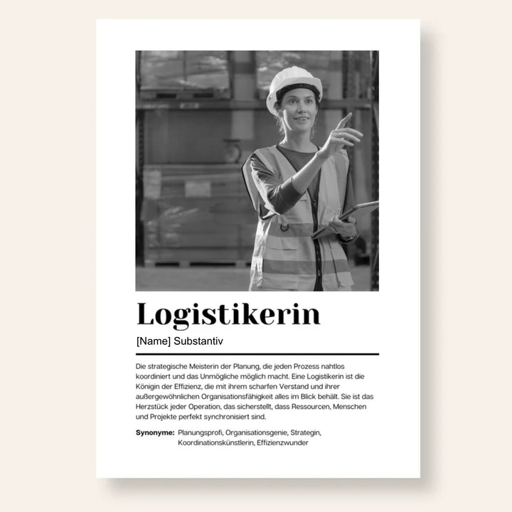 Fotoposter Definition LOGISTIKERIN personalisiert