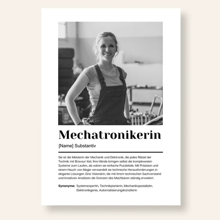 Fotoposter Definition MECHATRONIKERIN personalisiert