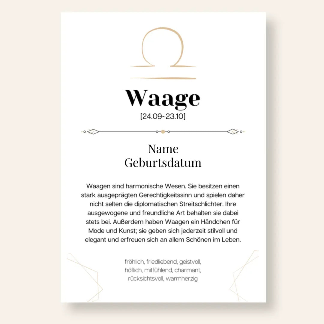 Fotoposter Definition WAAGE (24.09-23.10)Sternzeichen  personalisiert