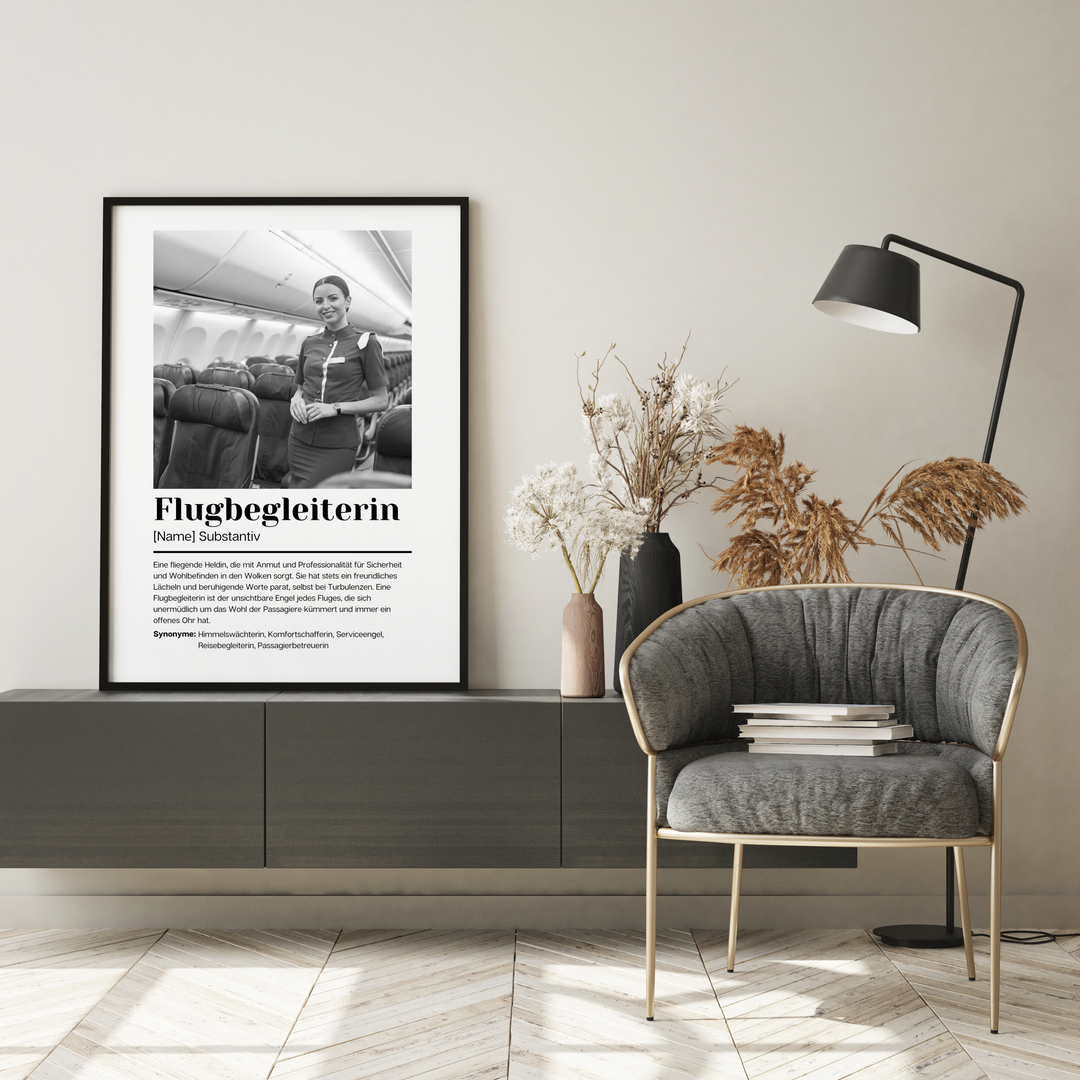 Fotoposter Definition FLUGBEGLEITERIN personalisiert