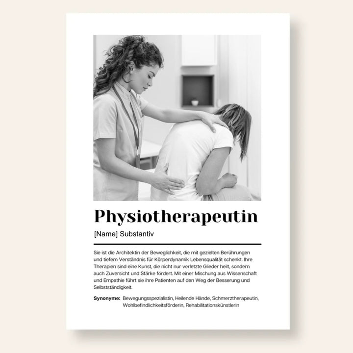 Fotoposter Definition PHYSIOTHERAPEUTIN personalisiert