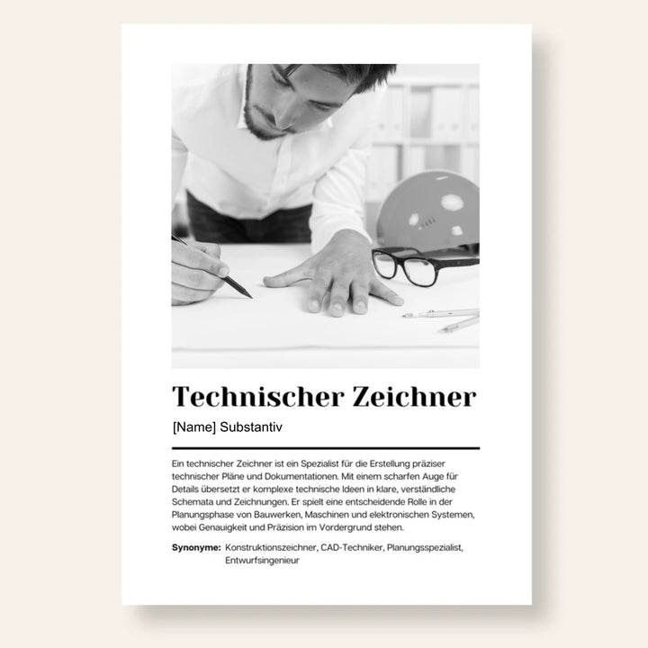 Fotoposter Definition TECHNISCHER ZEICHNER personalisiert