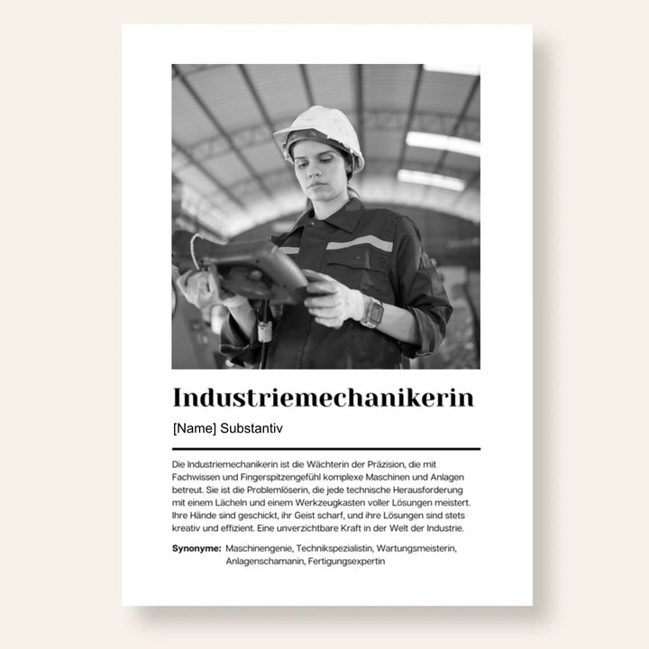 Fotoposter Definition INDUSTRIEMECHANIKERIN personalisiert