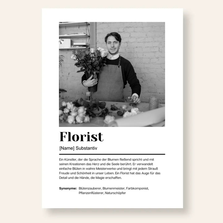 Fotoposter Definition FLORIST personalisiert