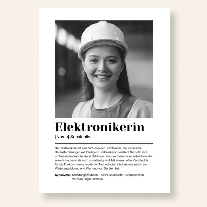 Fotoposter Definition ELEKTRONIKERIN personalisiert