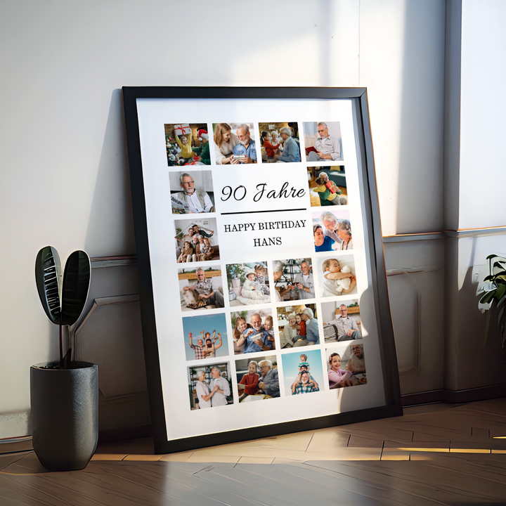 Fotocollage 90. Geburtstag personalisiert