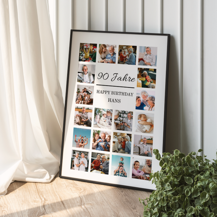 Fotocollage 90. Geburtstag personalisiert