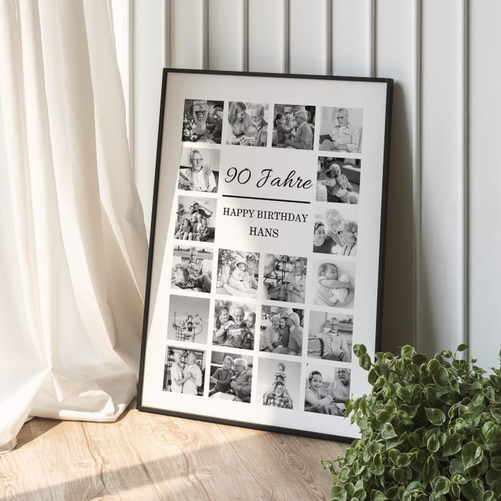 Fotocollage 90. Geburtstag personalisiert