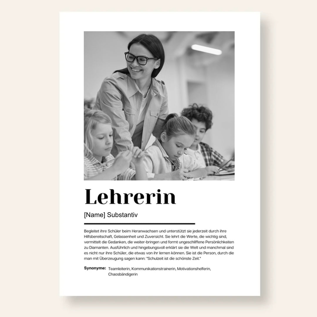 Fotoposter Definition LEHRERIN personalisiert