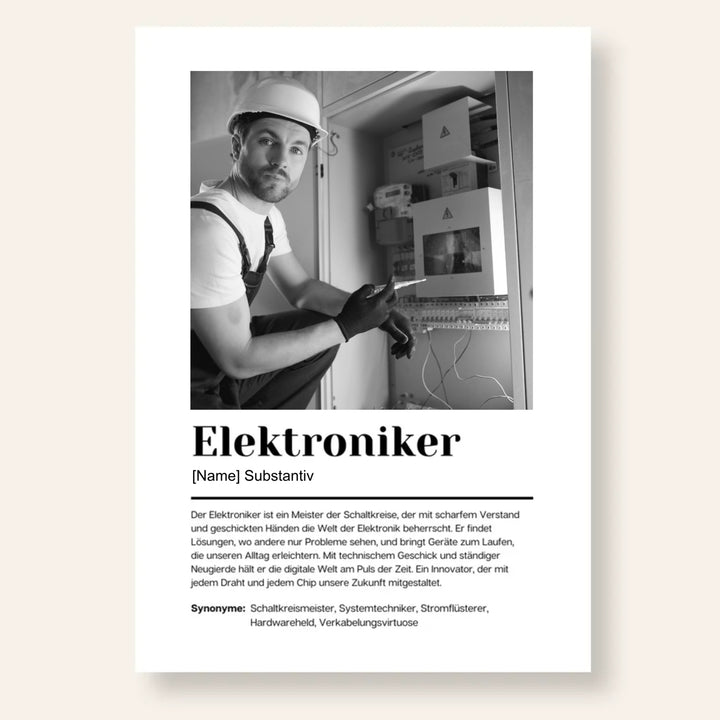 Fotoposter Definition ELEKTRONIKER personalisiert