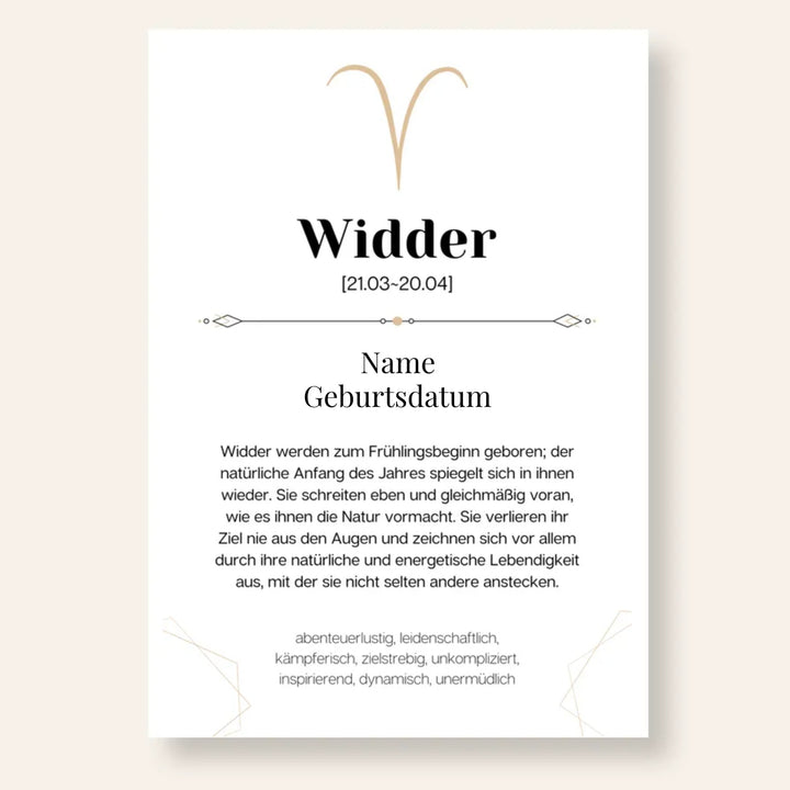 Fotoposter Definition WIDDER (21.03-20.04) Sternzeichen personalisiert