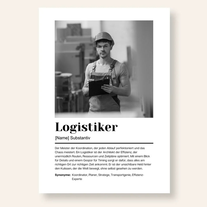 Fotoposter Definition LOGISTIKER personalisiert