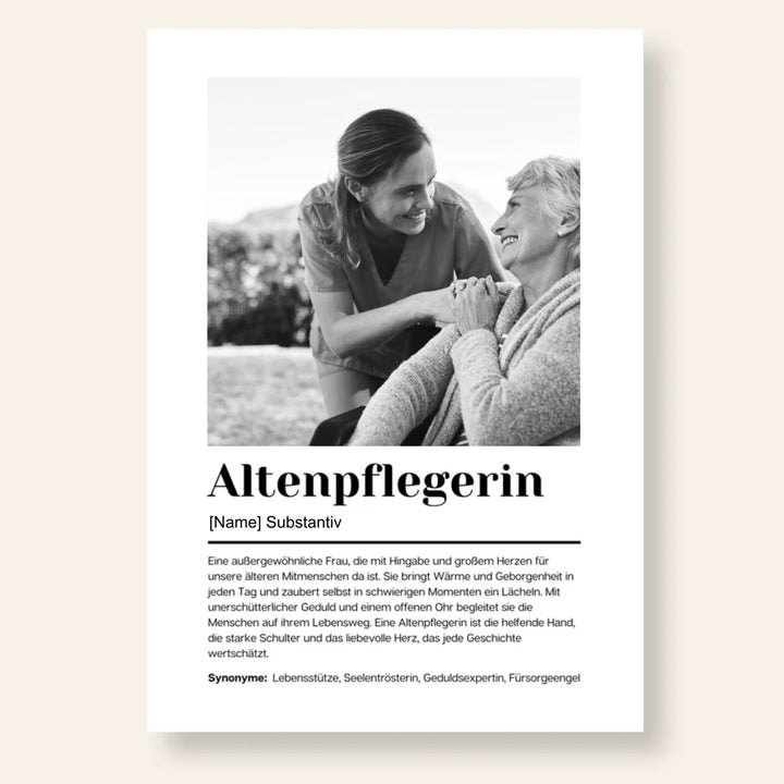 Fotoposter Definition ALTENPFLEGERIN personalisiert