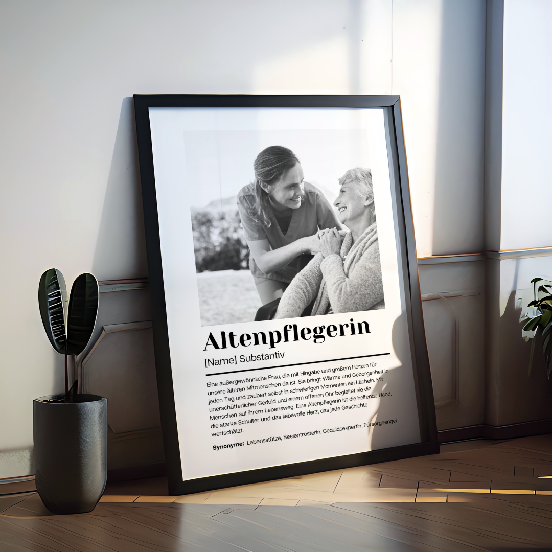 Fotoposter Definition ALTENPFLEGERIN personalisiert