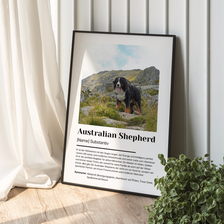 Fotoposter Definition Australian Shepherd personalisiert