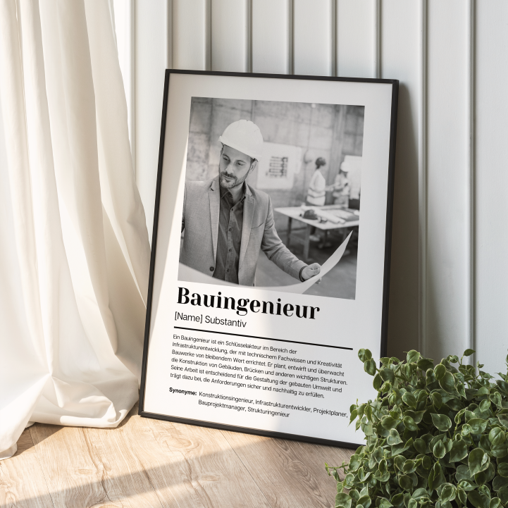 Fotoposter Definition BAUINGENIEUR personalisiert