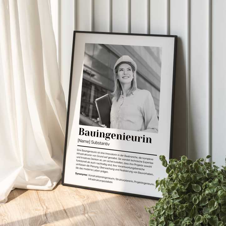 Fotoposter Definition BAUINGENIEURIN personalisiert