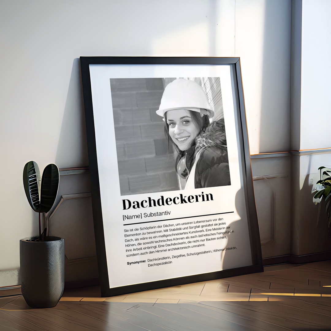 Fotoposter Definition DACHDECKERIN personalisiert