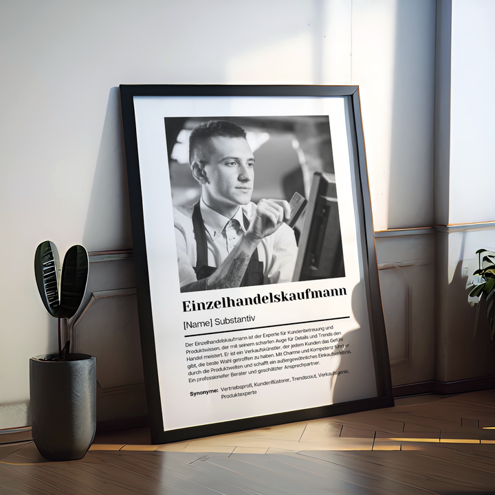 Fotoposter Definition EINZELHANDELSKAUFMANN personalisiert