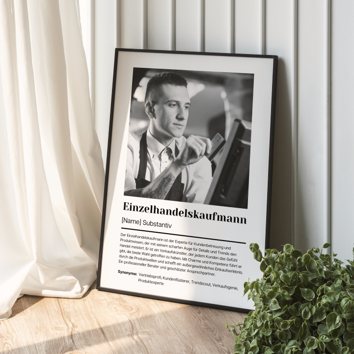 Fotoposter Definition EINZELHANDELSKAUFMANN personalisiert