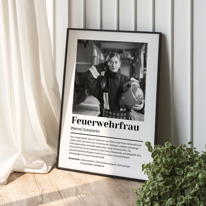 Fotoposter Definition FEUERWEHRFRAU personalisiert