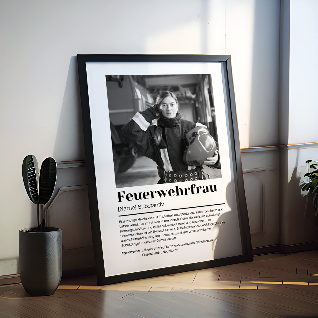 Fotoposter Definition FEUERWEHRFRAU personalisiert