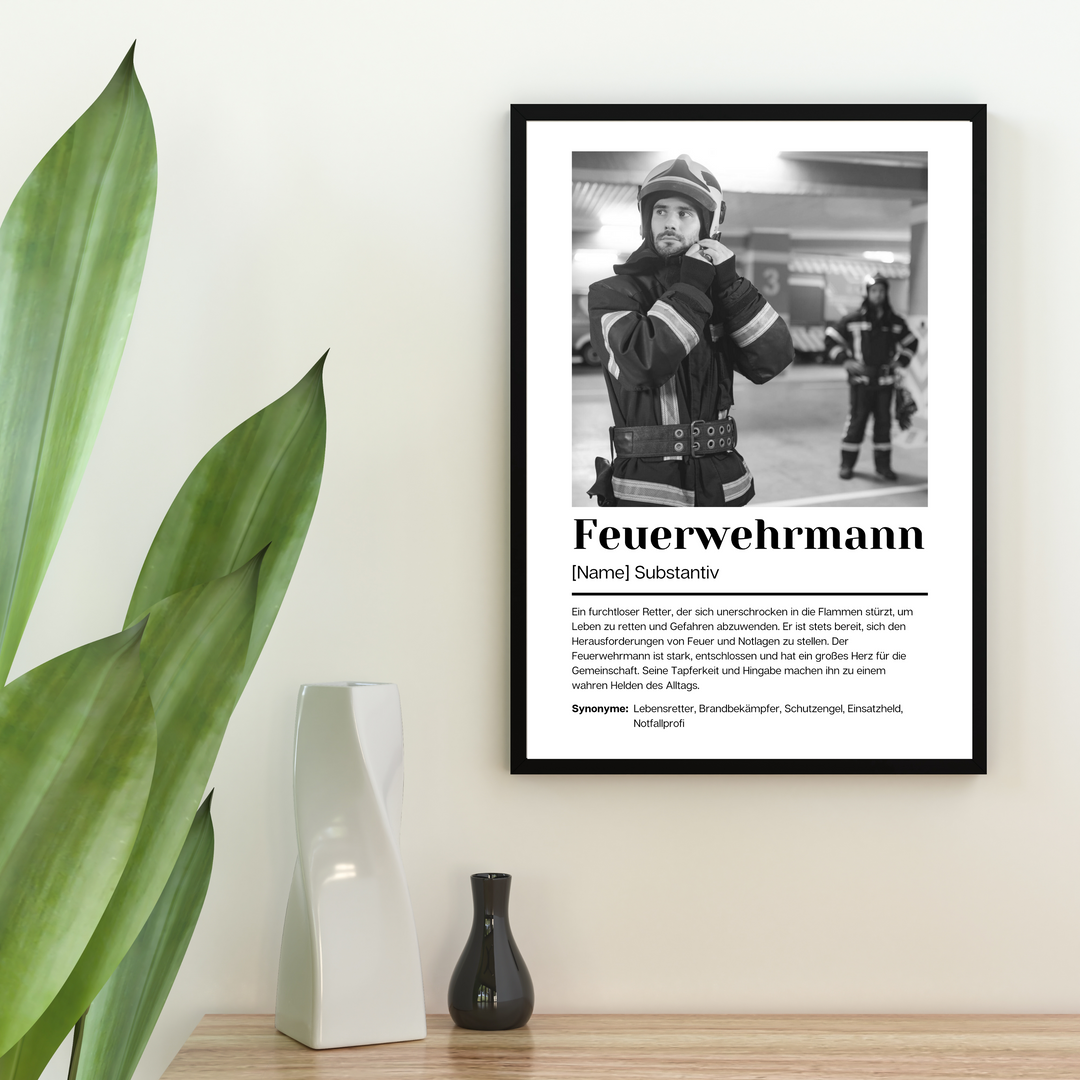 Fotoposter Definition FEUERWEHRMANN personalisiert