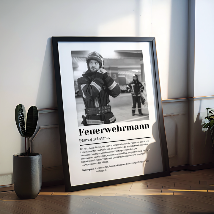 Fotoposter Definition FEUERWEHRMANN personalisiert