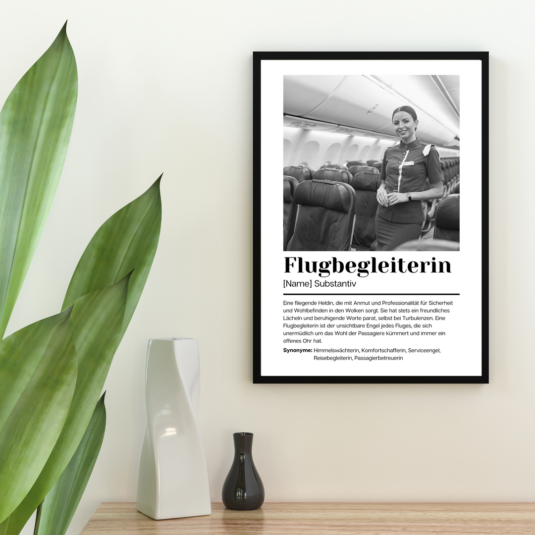 Fotoposter Definition FLUGBEGLEITERIN personalisiert