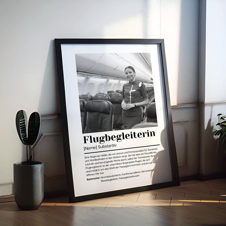 Fotoposter Definition FLUGBEGLEITERIN personalisiert