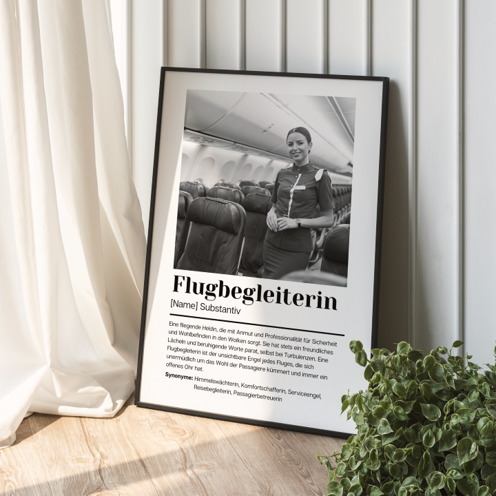 Fotoposter Definition FLUGBEGLEITERIN personalisiert