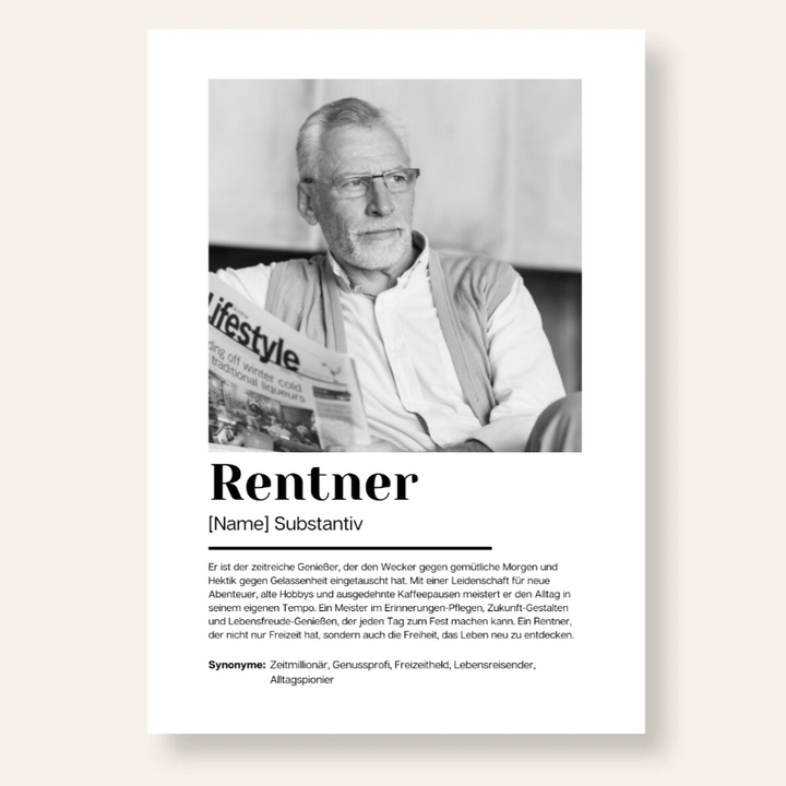 Poster Definition Rentner personalisiert