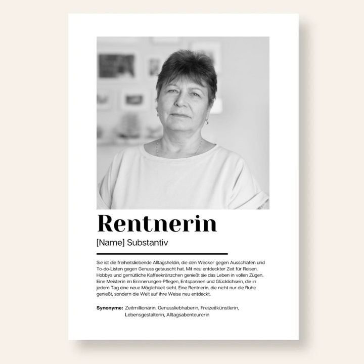 Poster Definition Rentnerin personalisiert