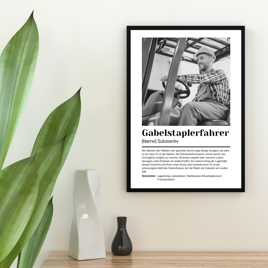 Fotoposter Definition GABELSTAPLERFAHRER personalisiert