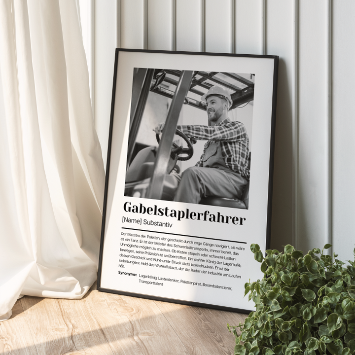 Fotoposter Definition GABELSTAPLERFAHRER personalisiert