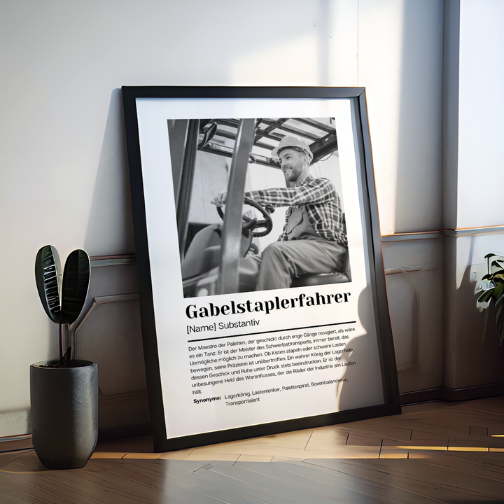 Fotoposter Definition GABELSTAPLERFAHRER personalisiert