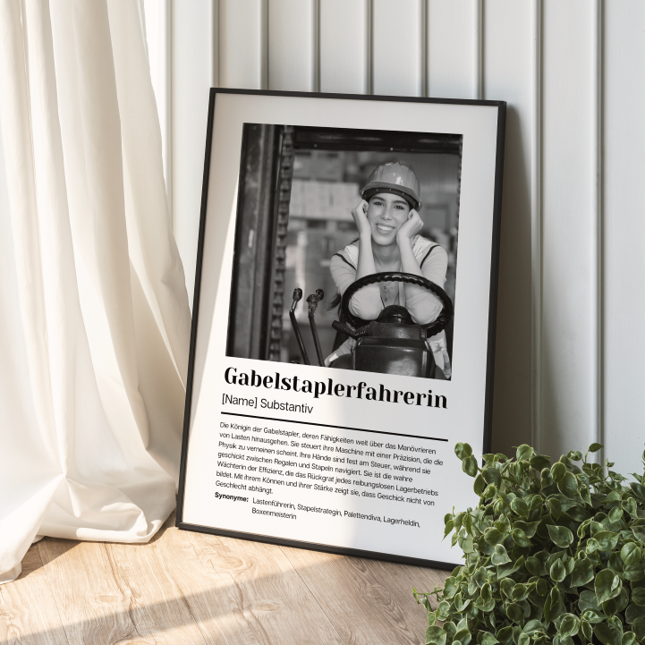 Fotoposter Definition GABELSTAPLERFAHRERIN personalisiert