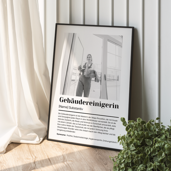 Fotoposter Definition GEBÄUDEREINIGERIN personalisiert