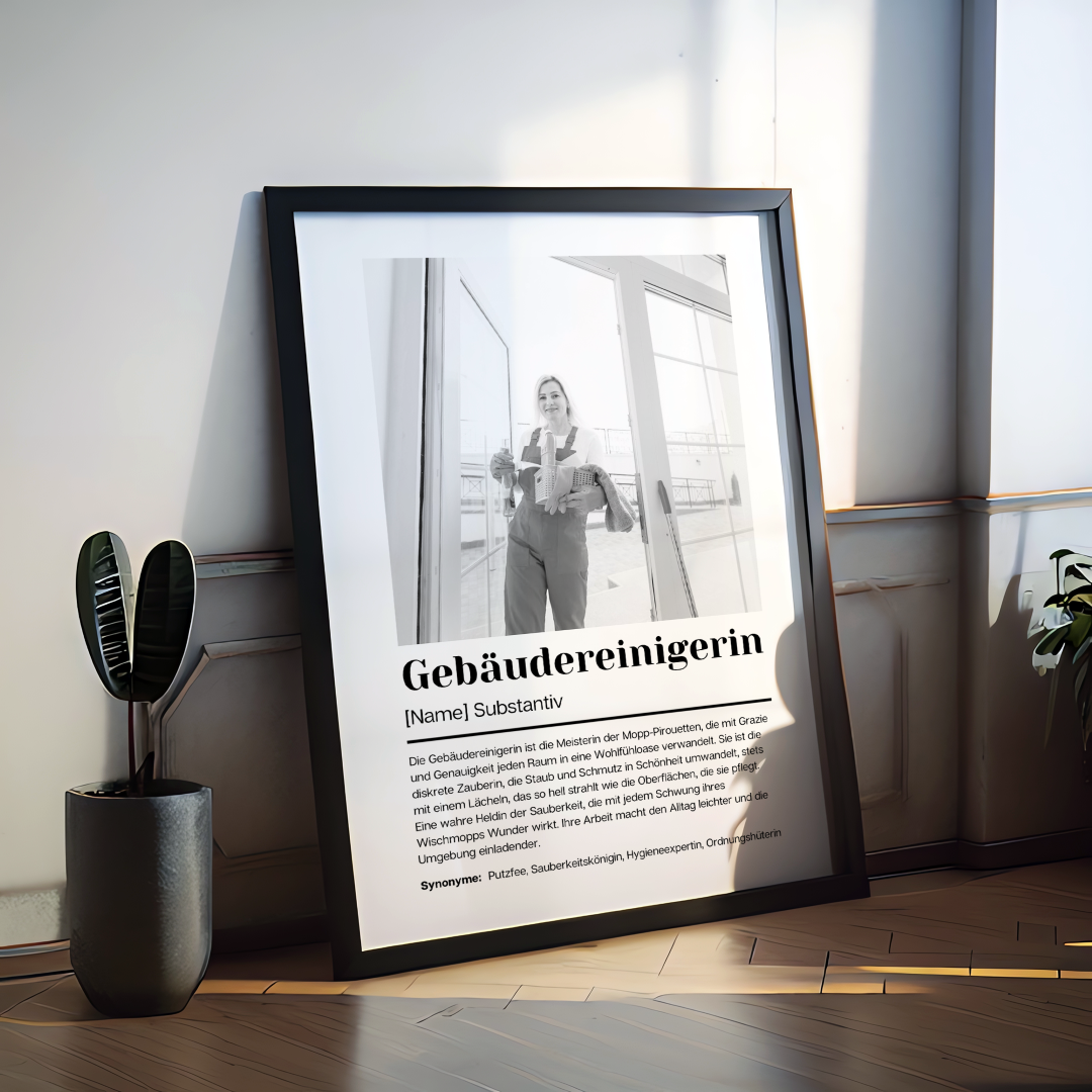 Fotoposter Definition GEBÄUDEREINIGERIN personalisiert