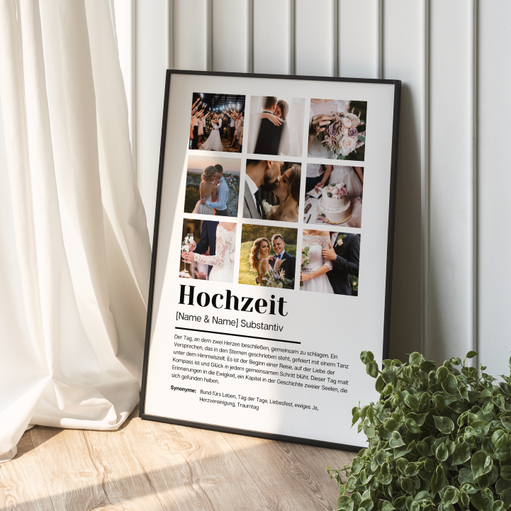 Poster Fotocollage Definition HOCHZEIT personalisiert