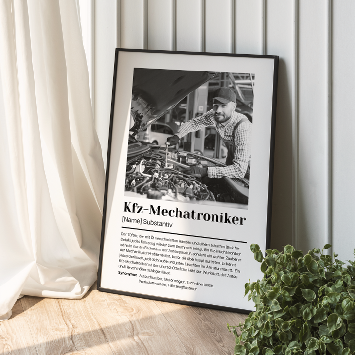 Fotoposter Definition KFZ-MECHATRONIKER personalisiert