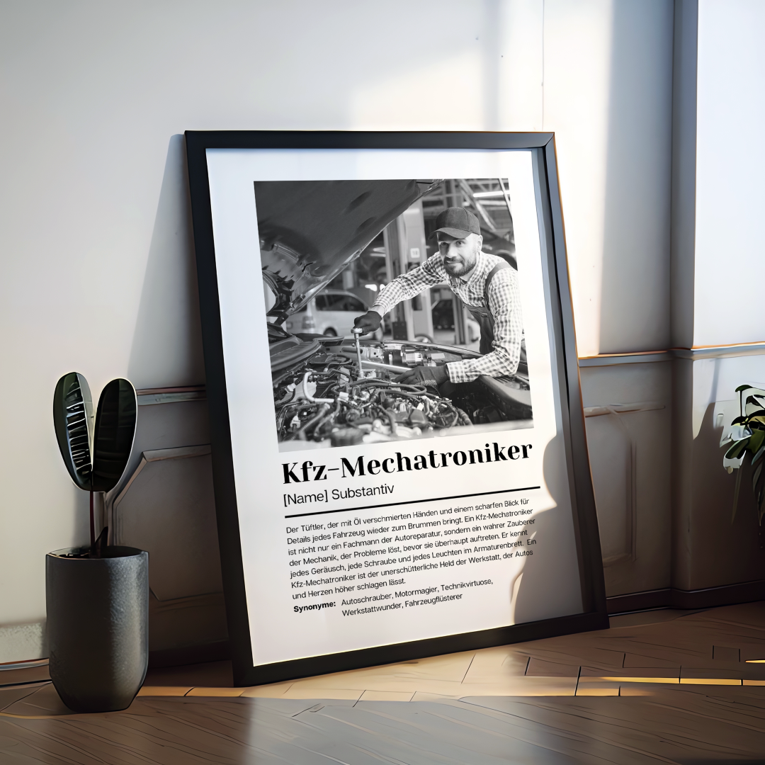 Fotoposter Definition KFZ-MECHATRONIKER personalisiert