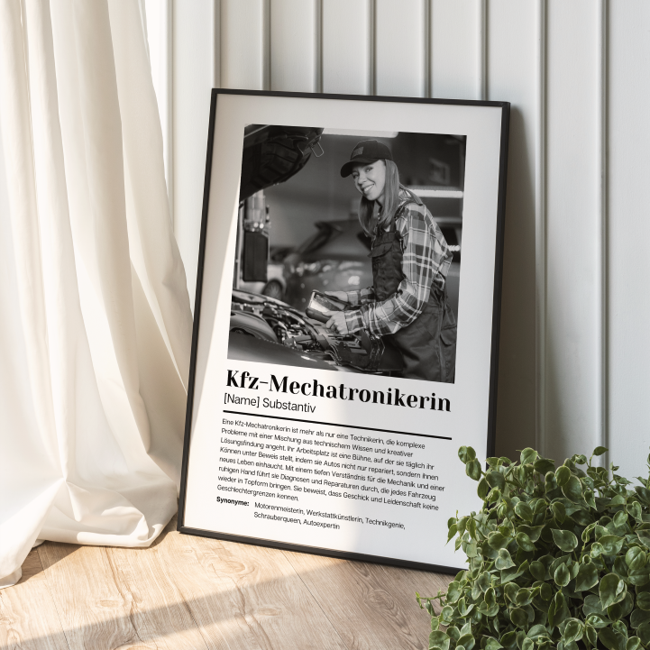 Fotoposter Definition KFZ-MECHATRONIKERIN personalisiert