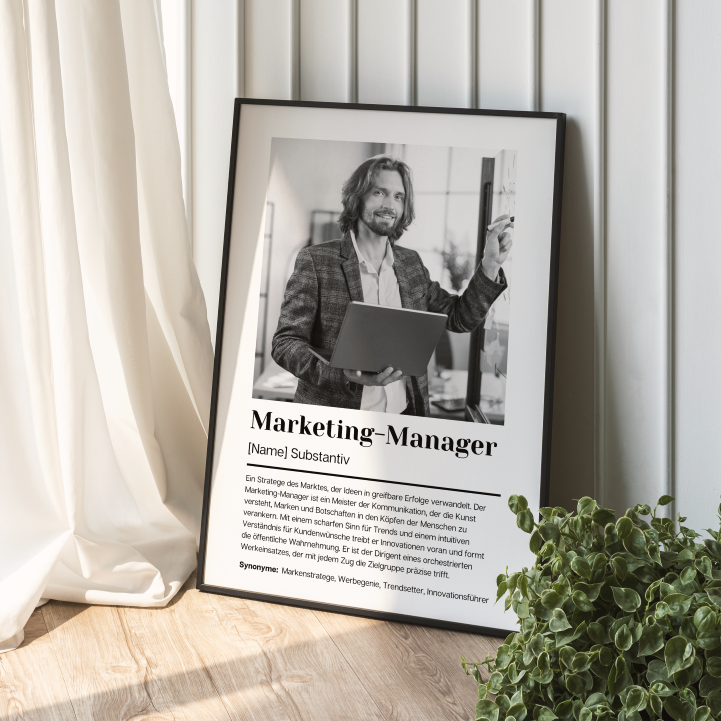 Fotoposter Definition MARKETING-MANAGER personalisiert