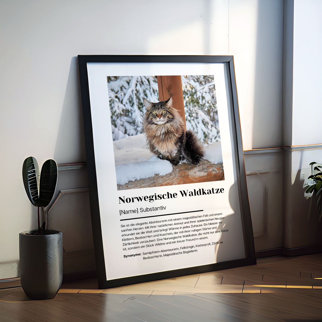 Fotoposter Definition Norwegische Waldkatze personalisiert